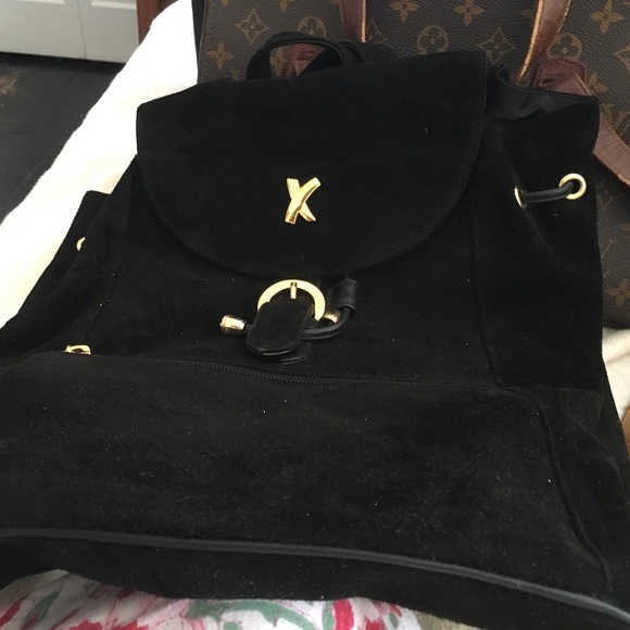 Paloma Picasso vintage black suede backpack. main image 4